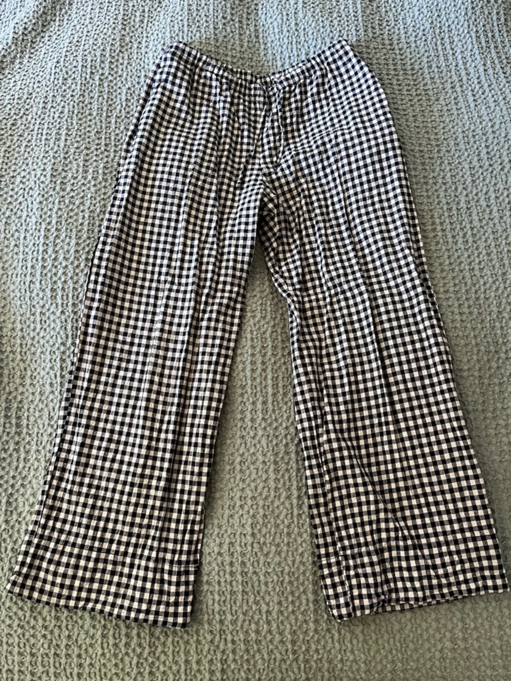 GAP Black and White Gingham Wide Leg Pants